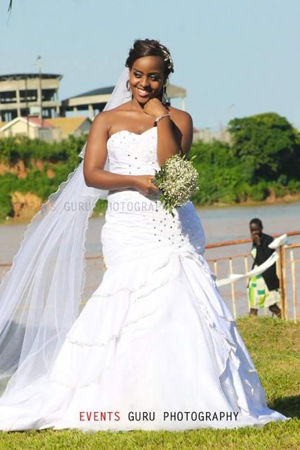 Esther in her strapless mermaid wedding gown from Bloodworth