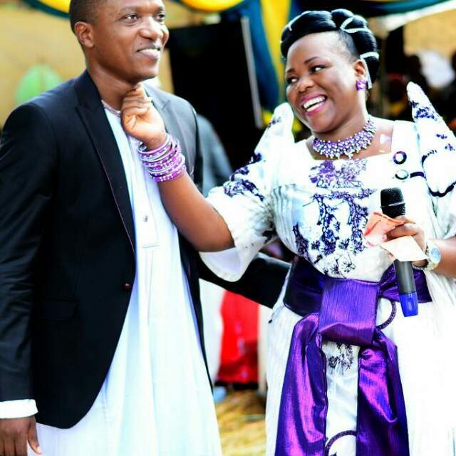 A joyous bride and groom at their customary wedding