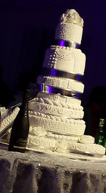 A wedding cake supplied by New Day Bakery & Catering Services
