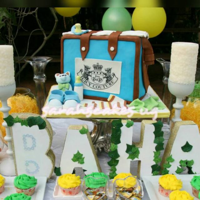 A baby shower cake made by Sarahs Cakes