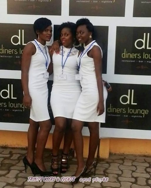 Part of the Trinity Usher's team at an event at Dinners Lounge Bukoto, Ntinda