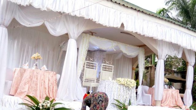 High table bridal decorations Paya Gardens Nakulabye