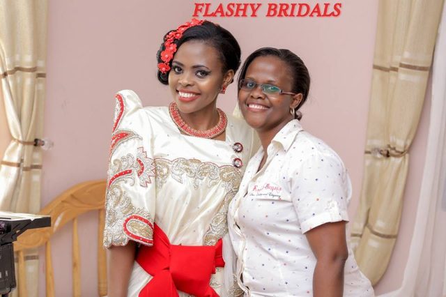 Barbara's Kwanjula Bridal Wear: Gold and Red Gomesi