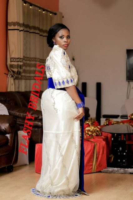 Barbara's Kwanjula Bridal Wear: Gold and Red Gomesi