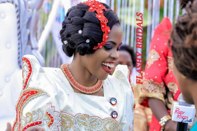 Barbara's Kwanjula Bridal Wear: Gold and Red Gomesi