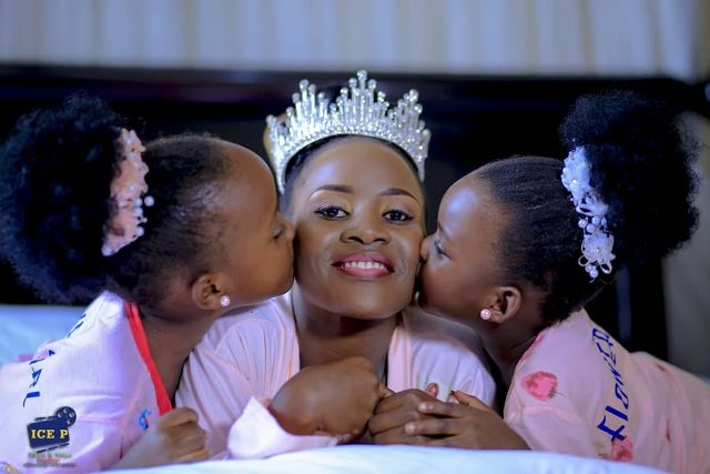 Peruth and her flower girls, dressed by Visma Resource Center