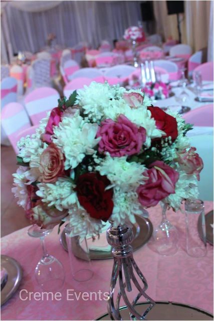 Royal pink and white wedding theme