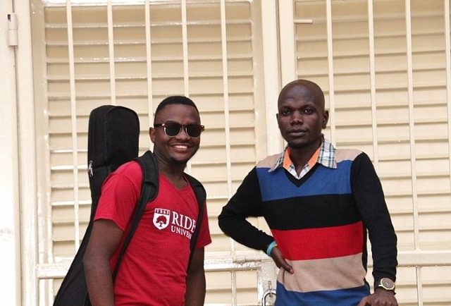 L-R: David Tayebwa Tabzy and lead violinist Allan Watson Waswa of The Tabs Uganda