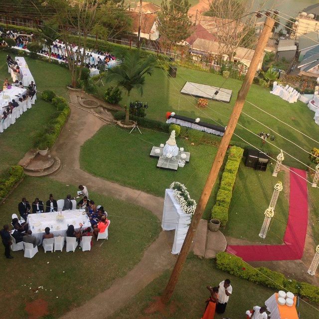 A aerial of the green gardens at Tal Cottages