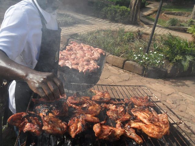 Roasted chicken at Hotel International in Muyenga