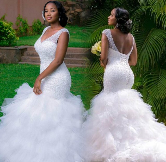 A ruffled gown is a worth the try.