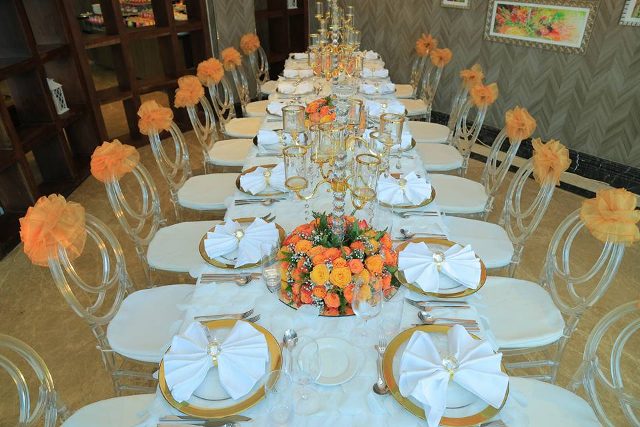 Stunning Glass White & Gold Themed Dinner Decorations By SUKI Events