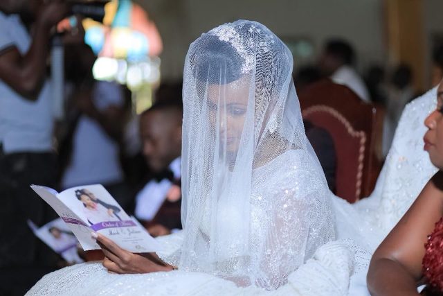 Julian during the church ceremony on her wedding day with Mark