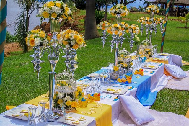 Wonderful baby shower decorations by Barbie Kyagulangi at One Love Beach Busabala